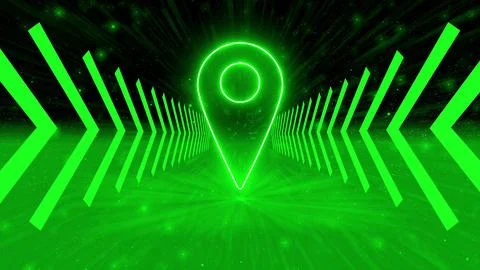 High-Tech graphics on direction arrow on black. technology concept illustra.. Stock Illustration