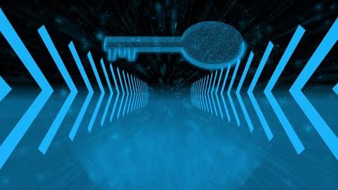 High-Tech graphics on direction arrow on black. technology concept illustra.. 스톡 일러스트