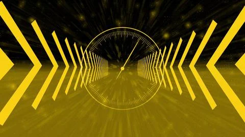 High-Tech graphics on direction arrow on black. technology concept illustra.. Stock Illustration