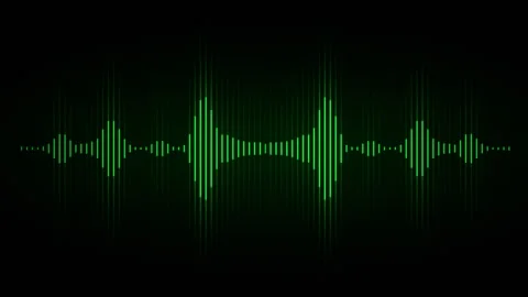 High-tech green equalizer with stylish light streaks on black background Stock-Footage 253590781