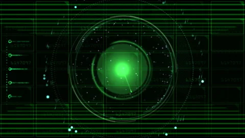 High Tech Green Radar Display with Futuristic Digital Interface Elements Stock Footage 310308045