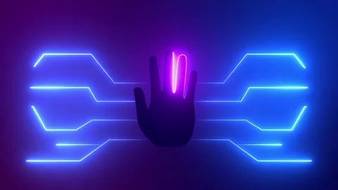 A high-tech hand scan effect with glowing lights Stock Footage 310702224
