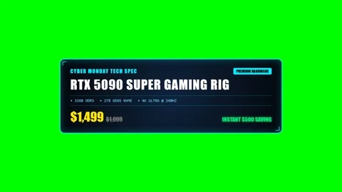 High Tech Hardware Gaming Rig Promotion Card on Green Screen Stock Footage 345256850