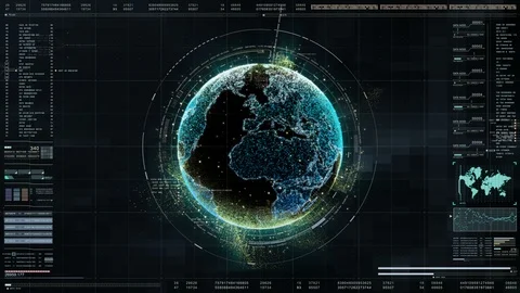 High Tech Head Up Display With Holographic Earth Stock Footage 87307869