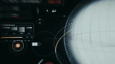 High-tech Heads-Up Display interface with Orbital information and connection Stock Footage 335880553
