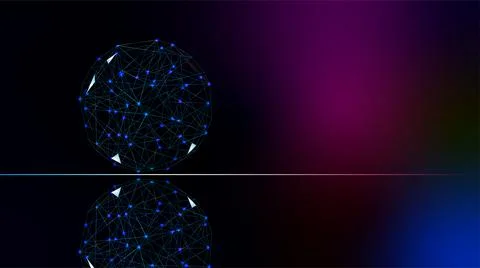 High-tech hologram of computer technology in the form of a ball on a dark backgr Stock Illustration