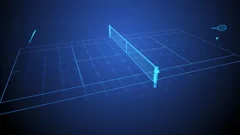 3D animation Ping pong game on blue back, Stock Video