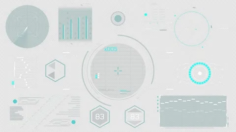 High-tech HUD elements animated on alpha channel Видео 302432579