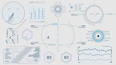 High-tech HUD elements pack, animated on alpha channel Stock Footage 302431554