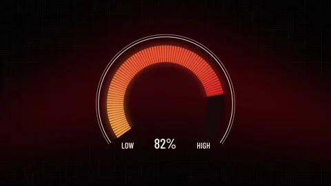 High tech HUD infographic template showing performance metric rise, measuring Vídeo Stock 321373345