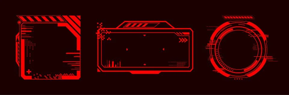 High tech hud interface with glowing red frames Illustrazione stock