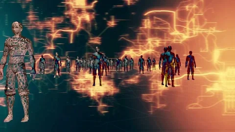High Tech Humanoids in a Digital Environment Stock Footage 267083622