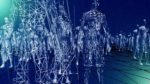 High Tech Humanoids in a Digital Environment Stock Footage 267083957