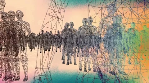 High Tech Humanoids in a Digital Environment Stock Footage 267083958