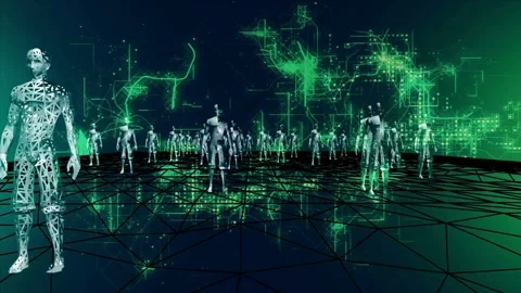 High Tech Humanoids in a Digital Environment Stock Footage 267084121