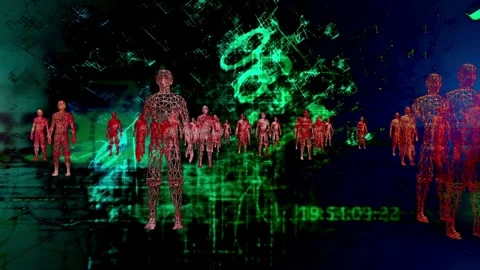 High Tech Humanoids in a Digital Environment Stock Footage 267084122