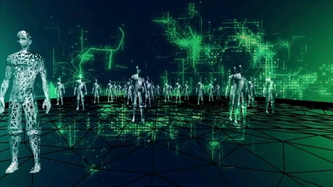 High Tech Humanoids in a Digital Environment Stock Footage 267084123