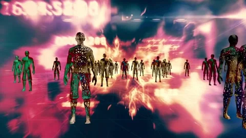 High Tech Humanoids in a Digital Environment Stock Footage 267084125