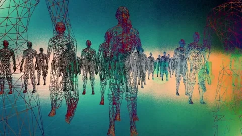 High Tech Humanoids in a Digital Environment Stock Footage 267084135