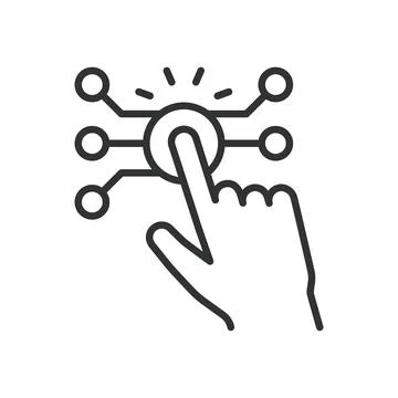 High tech icon in line design. advanced technology, digital interaction Stockillustratie
