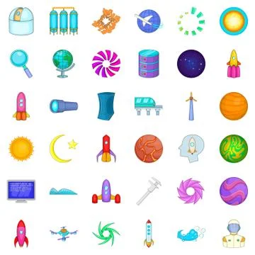 High tech icons set, cartoon style Stock Illustration