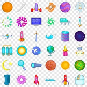 High tech icons set, cartoon style Stock Illustration