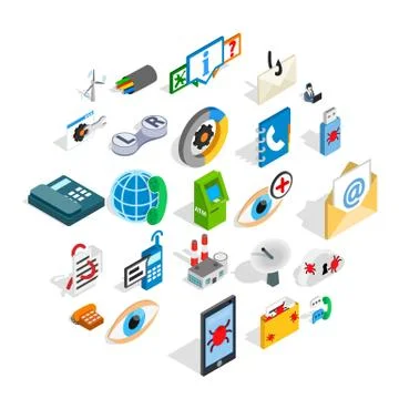 High tech icons set, isometric style Stock Illustration