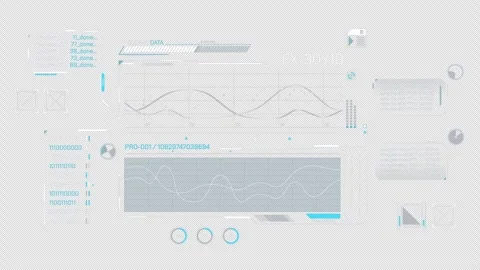 High-tech interface for data processing with animated HUD elements 스톡 동영상 294669720