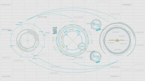 High-tech interface for data processing with animation of HUD elements 스톡 동영상 294671424