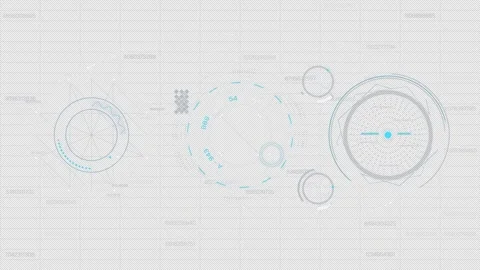 High-tech interface for data processing with animation of HUD elements Stock Footage 304512783