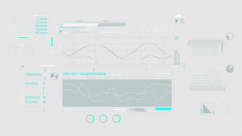 High-tech interface for data processing with animated HUD elements Stock Footage 304513382