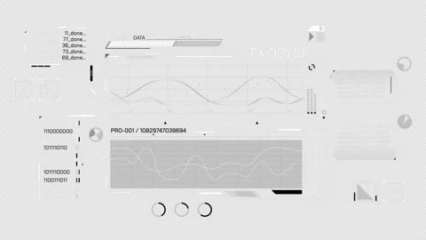 High-tech interface for data processing with animated HUD elements Stock Footage 313455308