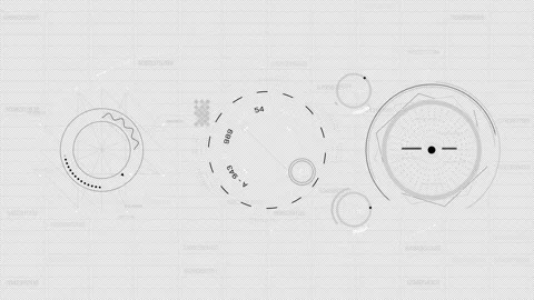 High-tech interface for data processing with animation of HUD elements Stock Footage 314200402