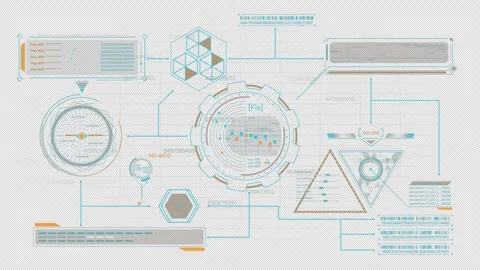 High-tech interface design with data processing animation Stock Footage 289363543