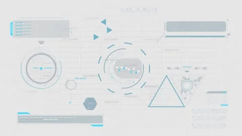 High-tech interface design with data processing animation Stock Footage 303782203