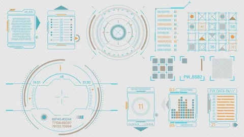 High-tech interface design elements set, on alpha channel Видео 297337087