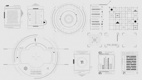High-tech interface elements set, on alpha channel 스톡 동영상 304517577