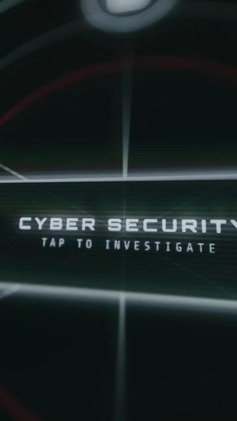 High-tech interface with the text Cyber Security Tap to Investigate Stock Footage 333822966