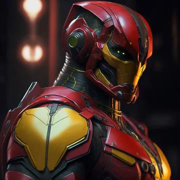 High tech iron man suit, cyber warrior concept. Stock Illustration