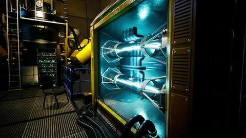 High tech laboratory with advanced machinery and vibrant lighting Stock Illustration