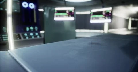 High tech laboratory environment with advanced equipment and screens displaye 스톡 일러스트