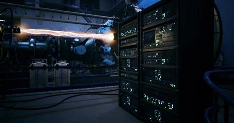 High tech laboratory environment showcasing advanced equipment and energy flo Stock Illustration