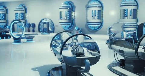 High tech laboratory featuring advanced medical equipment and futuristic desi Stock Illustration