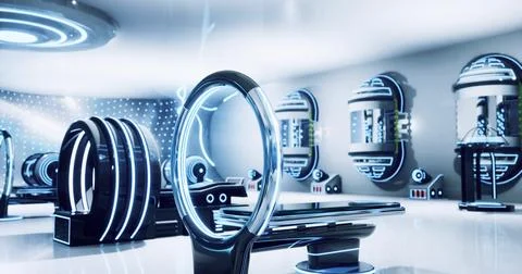 High tech laboratory showcasing futuristic equipment and design 스톡 일러스트