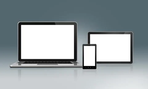 High Tech Laptop, mobile phone and tablet pc Stock Illustration