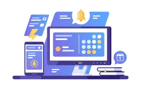 High-tech laptop with opened scheduler Stock Illustration