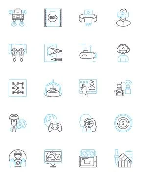 High-Tech linear icons set. Innovation, Automation, Virtuality, Nanotechnology Stock Illustration