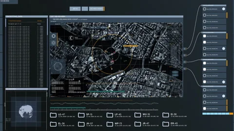 High Tech Location Scan System Gathering Intelligence On Modern City For Mission Stock Footage 272768569