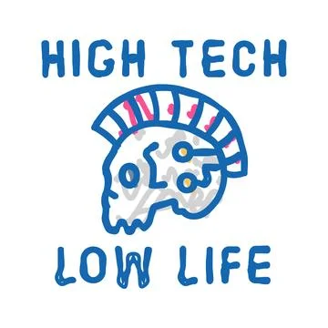 High tech low life cyberpunk icon doodle illustration Stock Illustration