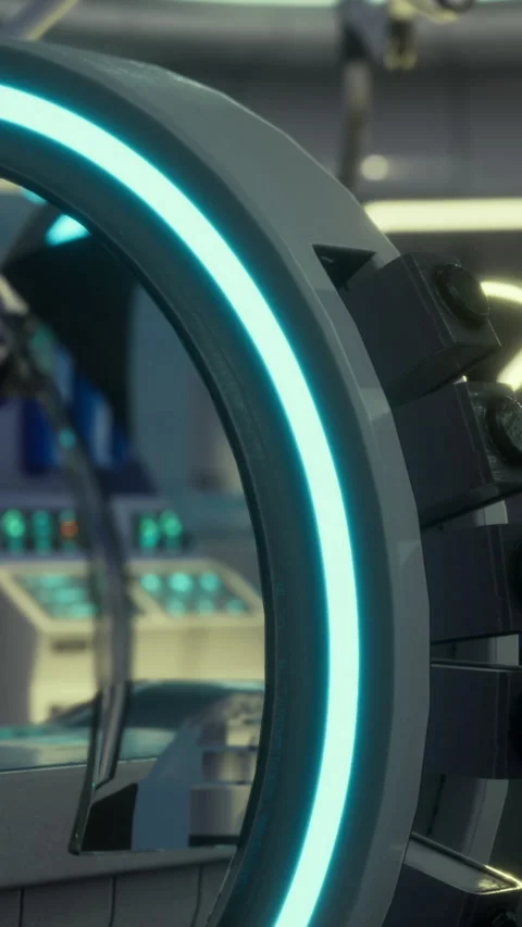High tech machine in a futuristic lab during a scientific experiment setup Stock Footage 336583774